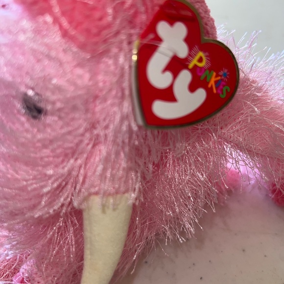 Ty Punkies 6" ~ PIPSQUEAK ~ pink Elephant ~ 2002 shaggy With Swing Tags - Picture 3 of 9